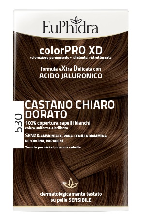 EUPHIDRA COLORPRO XD 530 CASTANO CHIARO DORATO GEL COLORANTE CAPELLI IN FLACONE + ATTIVANTE + BALSAMO + GUANTI - farmasorriso.com