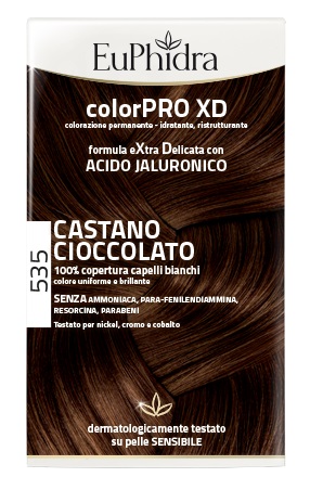 EUPHIDRA COLORPRO XD 535 CASTANO CIOCCOLATO GEL COLORANTE CAPELLI IN FLACONE + ATTIVANTE + BALSAMO + GUANTI - farmasorriso.com