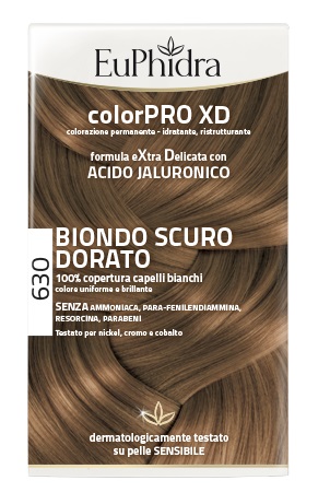 EUPHIDRA COLORPRO XD 630 BIONDO SCURO DORATO GEL COLORANTE CAPELLI IN FLACONE + ATTIVANTE + BALSAMO + GUANTI - farmasorriso.com