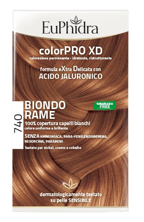 EUPHIDRA COLORPRO XD 740 BIONDO RAME GEL COLORANTE CAPELLI IN FLACONE + ATTIVANTE + BALSAMO + GUANTI - farmasorriso.com