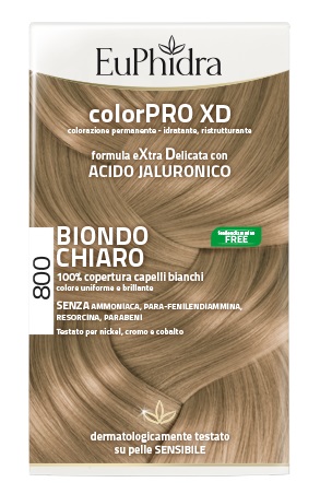 EUPHIDRA COLORPRO XD 800 BIONDO CHIARO GEL COLORANTE CAPELLI IN FLACONE + ATTIVANTE + BALSAMO + GUANTI - farmasorriso.com