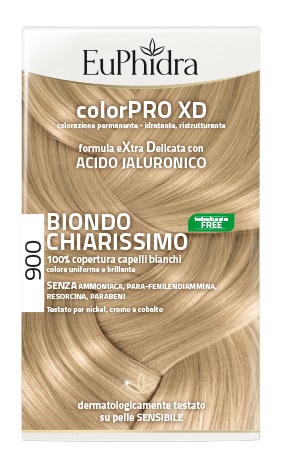 EUPHIDRA COLORPRO XD 900 BIONDO CHIARISSIMO GEL COLORANTE CAPELLI IN FLACONE + ATTIVANTE + BALSAMO + GUANTI - farmasorriso.com