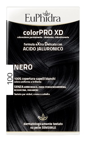 EUPHIDRA COLORPRO XD 100 NERO GEL COLORANTE CAPELLI IN FLACONE + ATTIVANTE + BALSAMO + GUANTI - farmasorriso.com