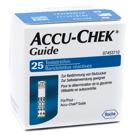 STRISCE MISURAZIONE GLICEMIA ACCU-CHEK GUIDE 25 PEZZI CONFEZIONE RETAIL - farmasorriso.com