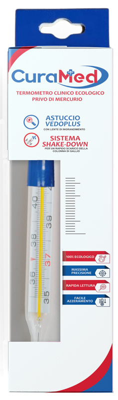 TERMOMETRO CLINICO OVALE AL GALLIO CON AGITATORE CURAMETER G - farmasorriso.com