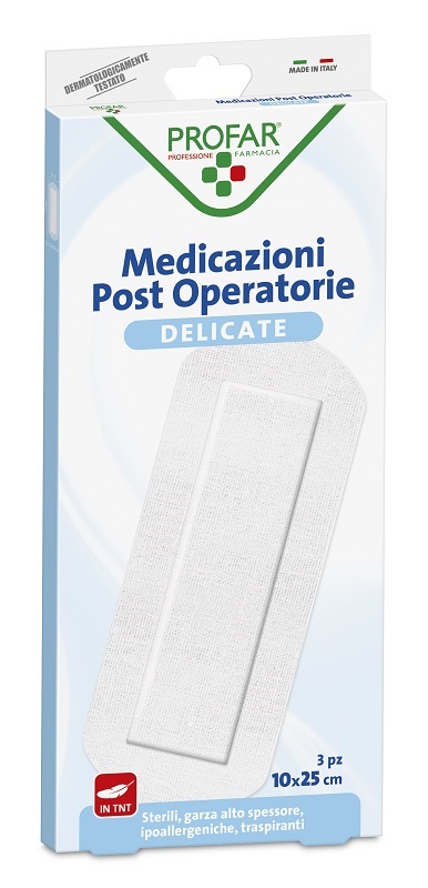 MEDICAZIONE POST OPERATORIA STERILE GARZA ANTIADERENTE 10X25 CM 3 PEZZI PROFAR - farmasorriso.com