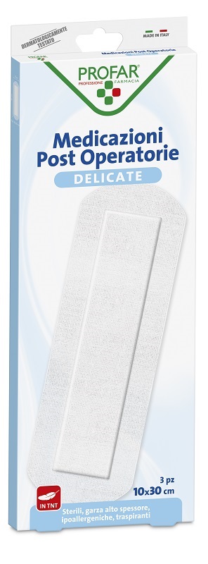 MEDICAZIONE POST OPERATORIA STERILE GARZA ANTIADERENTE 10X30 CM 3 PEZZI PROFAR - farmasorriso.com