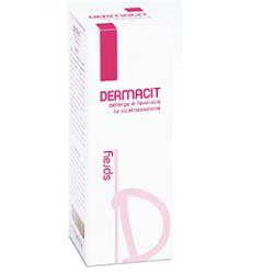DERMACIT SPRAY FLACONE CILINDRICO IN PE BIANCO CON TASTO EROGATORE SPRAY IN PP BIANCO E CAPPUCCIO SALVATASTO TRASPARENTE,DISPOSITIVO MEDICO 1 PZ - farmasorriso.com