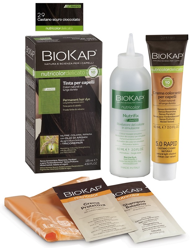 BIOS LINE  BIOKAP NUTRICOLOR DELICATO RAPID TINTA 2,9 CASTANO SCURO CIOCCOLATO 135 ML - farmasorriso.com