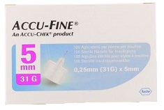 AGO PER PENNA DA INSULINA ACCU-FINE PEN NEEDLE ACCU-CHEK GAUGE 31 X 5MM 100 PEZZI - farmasorriso.com