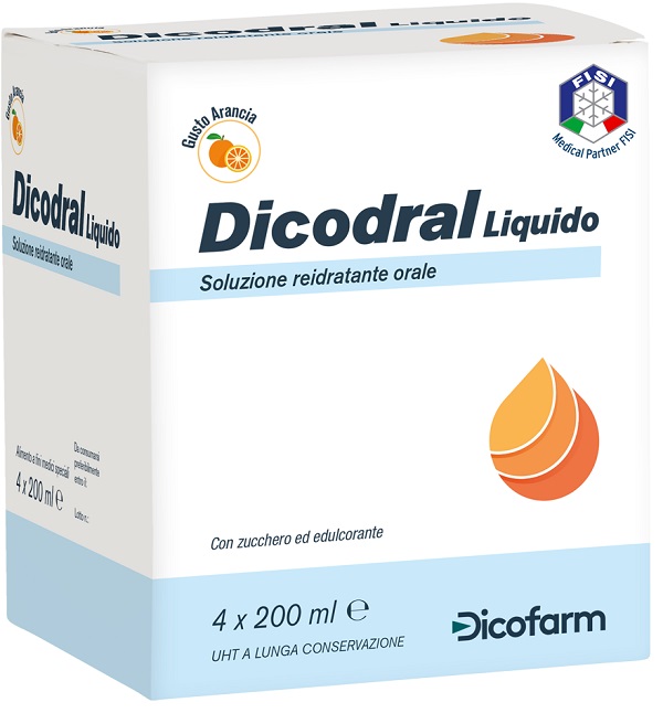 DICODRAL LIQUIDO SOLUZIONE REIDRATANTE ORALE 4 X 200 ML - farmasorriso.com