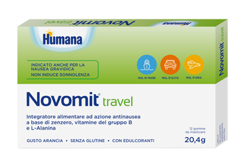 NOVOMIT TRAVEL 12 GOMME DA MASTICARE GUSTO ARANCIA - farmasorriso.com