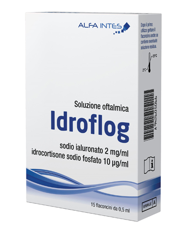 SOLUZIONE OFTALMICA IDROFLOG A BASE DI IALURONATO DI SODIO E IDROCORTISONE SODIO FOSFATO 15 FLACONCINI DA 0,5 ML - farmasorriso.com