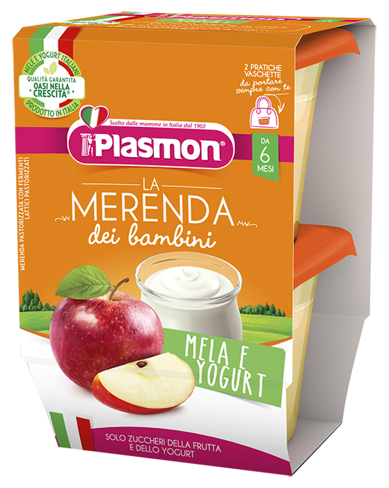 PLASMON LA MERENDA DEI BAMBINI SAPORI DI NATURA MELA YOGURT ASETTICO 2 X 120 G - farmasorriso.com