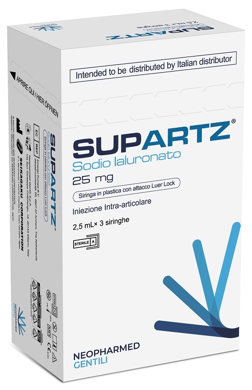 SIRINGA PRERIEMPITA INTRA-ARTICOLARE SUPARTZ ACIDO IALURONICO 25 MG 2,5 ML 3 PEZZI - farmasorriso.com
