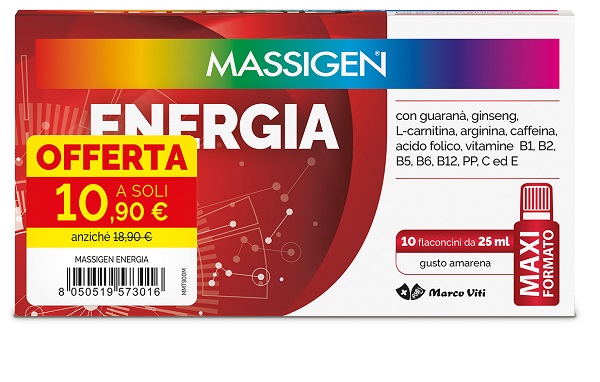 MASSIGEN ENERGIA 10 FLACONCINI DA 25 ML PROMO - farmasorriso.com