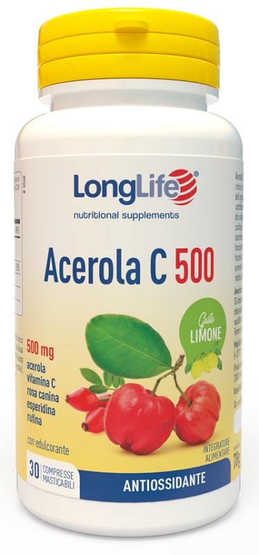 LONGLIFE ACEROLA C500 LIMONE 30 COMPRESSE MASTICABILI - farmasorriso.com