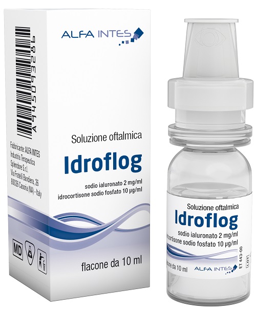 SOLUZIONE OFTALMICA IDROFLOG ACIDO IALURONATO 2 MG/ML E IDROCORTISONE SODIO FOSFATO 10 MCG/ML 10 ML - farmasorriso.com