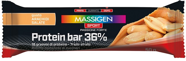 MASSIGEN SPORT PROTEIN BARRETTA 36% CARAMELLO SALATO 35 G - farmasorriso.com