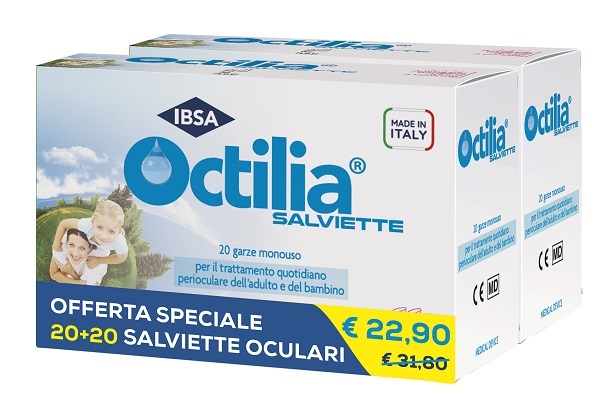 SALVIETTE PERIOCULARI OCTILIA BIPACK 20+20 GARZE MONOUSO - farmasorriso.com