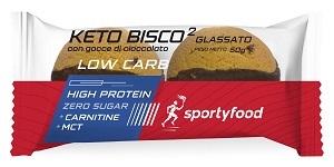 SPORTYFOOD KETO BISCO GLASSATO CON GOCCE DI CIOCCOLATO 50 G - farmasorriso.com