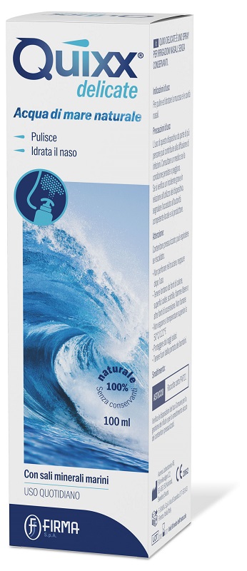 SOLUZIONE SPRAY PER IRRIGAZIONI NASALI QUIXX DELICATE ACQUA MARINA ISOTONICA 100 ML - farmasorriso.com