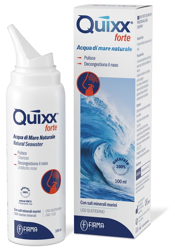 SOLUZIONE SPRAY PER IRRIGAZIONI NASALI QUIXX FORTE ACQUA MARINA IPERTONICA 100 ML - farmasorriso.com