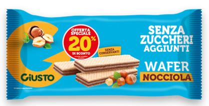 GIUSTO SENZA ZUCCHERI AGGIUNTI WAFER NOCCIOLA 175 G TAGLIO PREZZO 20% - farmasorriso.com