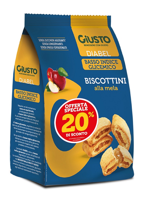 GIUSTO DIABEL BISCOTTINI ALLA MELA 250 G TAGLIO PREZZO 20% - farmasorriso.com