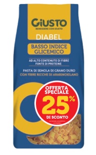 GIUSTO DIABEL DITALINI RIGATI 400 G TAGLIO PREZZO -25% - farmasorriso.com