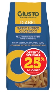 GIUSTO DIABEL SEDANINI RIGATI 400 G TAGLIO PREZZO -25% - farmasorriso.com