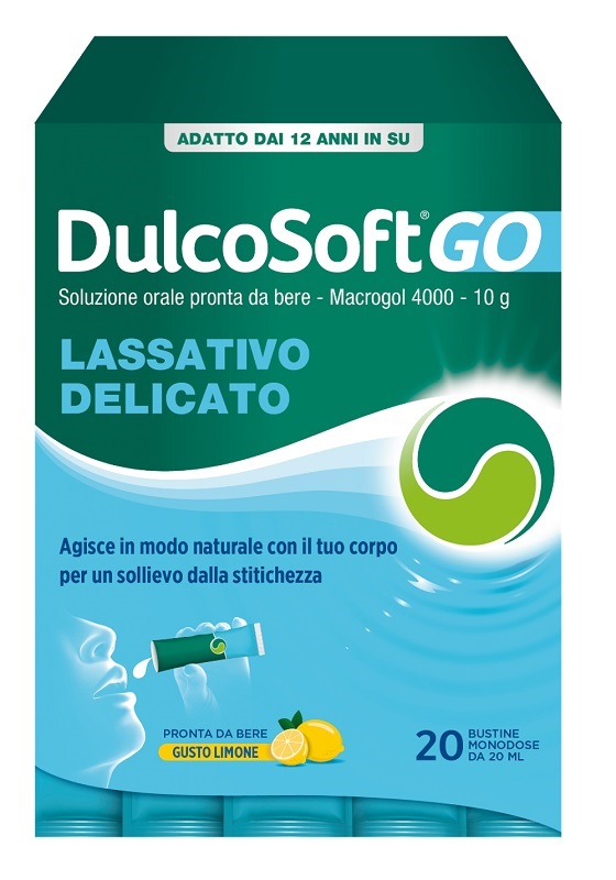 DULCOSOFT GO 20 BUSTINE DA 20 ML GUSTO LIMONE SENZA ZUCCHERO SENZA GLUTINE SENZA LATTOSIO - farmasorriso.com