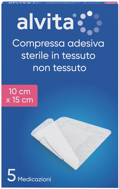 GARZA COMPRESSA ADESIVA ALVITA TNT 10X15CM 5 PEZZI - farmasorriso.com