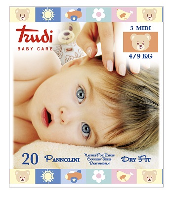 TRUDI BABY CARE PANNOLINI DRY FIT MIDI 4/9 KG 20 PEZZI - farmasorriso.com