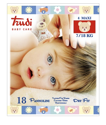 TRUDI BABY CARE PANNOLINO DRY FIT MAXI 7/18 KG 18 PEZZI - farmasorriso.com