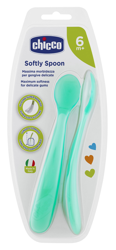 CHICCO CUCCHIAIO SILICONE MASCHILE BI PACK 6M+ - farmasorriso.com