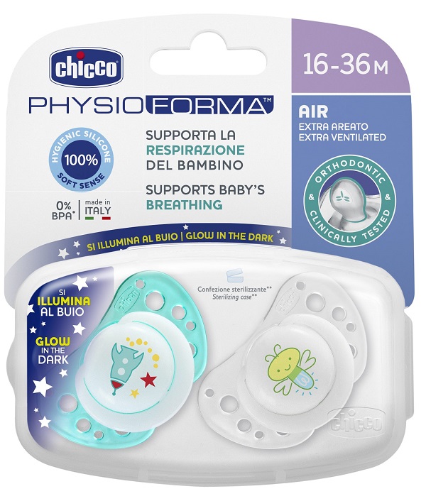 CHICCO SUCCHIETTO AIR LUMI IN SILICONE 16-36 MESI 2 PEZZI - farmasorriso.com