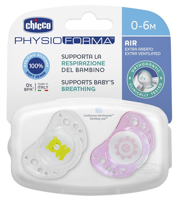 CHICCO SUCCHICCO AIR GIRL SILICONE 0-6 MESI 2 PEZZI - farmasorriso.com