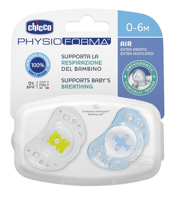 CHICCO SUCCHICCO AIR BOY SILICONE 0-6 MESI 2 PEZZI - farmasorriso.com
