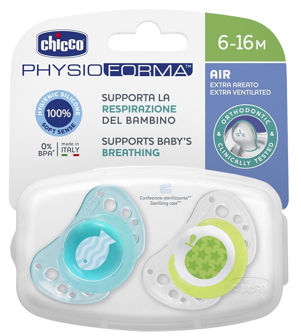 CHICCO SUCCHIETTO AIR BOY IN SILICONE 6-16 MESI 2 PEZZI - farmasorriso.com