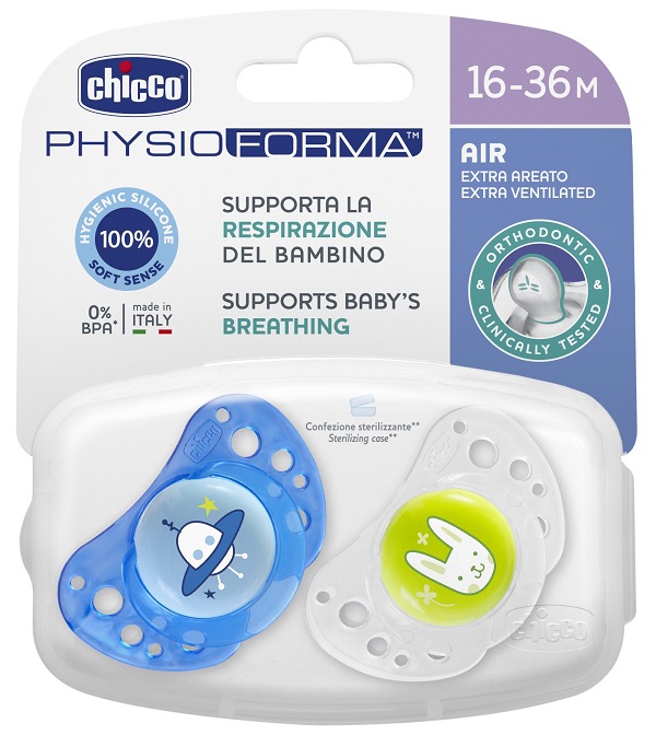 CHICCO SUCCHIETTO AIR BOY IN SILICONE 16-36 MESI 2 PEZZI - farmasorriso.com