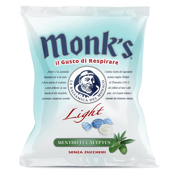 CARAMELLE MONK'S LIGHT SENZA ZUCCHERO MENTA EUCALIPTO 80 G - farmasorriso.com