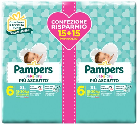 PAMPERS BABY DRY DUO DWCT XL 30 PEZZI - farmasorriso.com