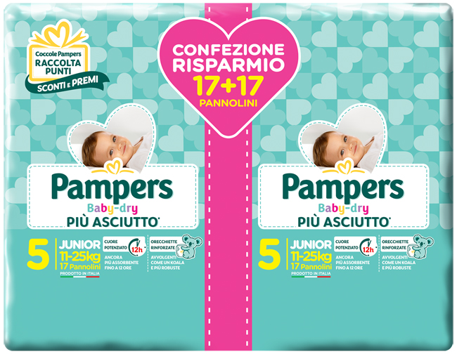 PAMPERS BABY DRYDUO DWCT JUNIOR X 34 PEZZI - farmasorriso.com