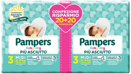 PAMPERS BABY DRY DUO DOWNCOUNT MIDI 40 PEZZI - farmasorriso.com