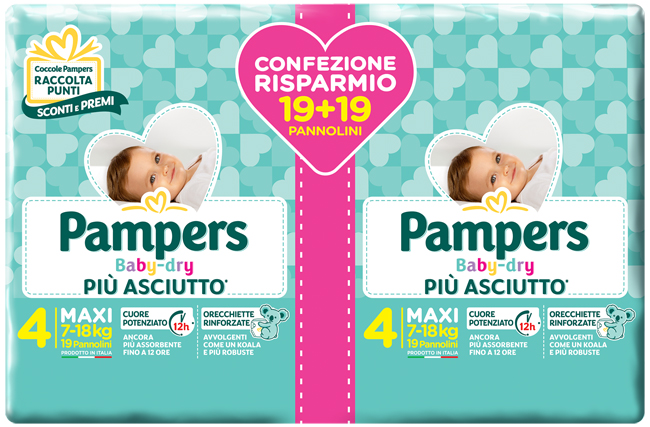 PAMPERS BABY-DRY DUO DWCT MAXI 38 PEZZI - farmasorriso.com