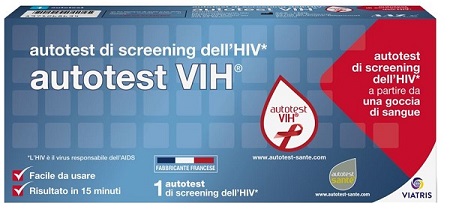 AUTOTEST VIH SCREENING DELL'HIV CONTIENE 1 AUTOTEST + SOLUZIONE + BISTURI + CEROTTO + GARZA + SALVIETTA DISINFETTANTE - farmasorriso.com