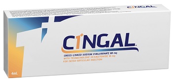 SIRINGA PRERIEMPITA INTRA ARTICOLARE CINGAL 4 ML 22MG/ML ACIDO RETICOLATO CON 4,5 MG/ML TRIAMCINOLONE ESACETONIDE - farmasorriso.com