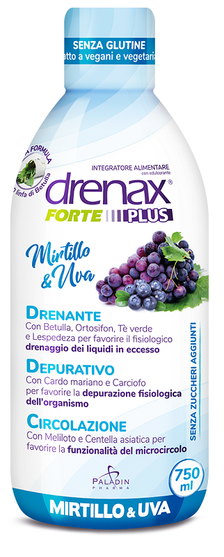 DRENAX FORTE PLUS ORIGINALE CON MIRTILLO E UVA 750 ML - farmasorriso.com