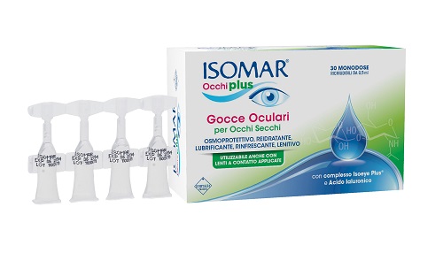 ISOMAR OCCHI PLUS GOCCE OCULARI PER OCCHI SECCHI ALL'ACIDO IALURONICO 0,25% 30 FLACONCINI MONODOSE - farmasorriso.com
